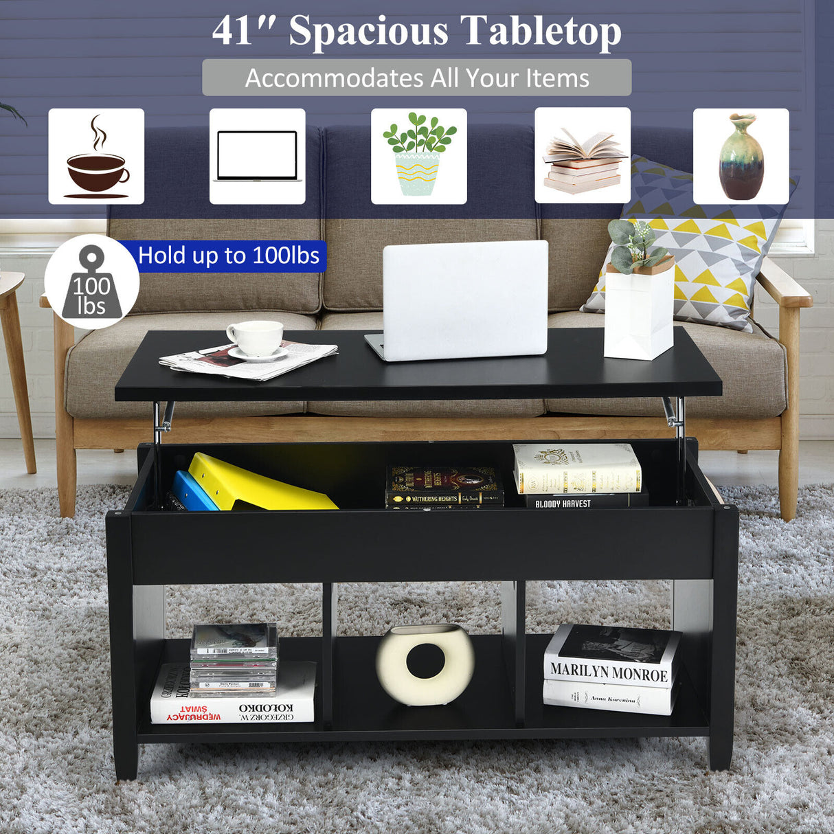 Coffee Table with Hidden Storage Compartment