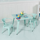 27 Inch Kids Square Steel Table Play Learn Activity Table-Blue