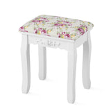 Makeup Dressing Table and Bench 3 Drawers and Cushioned Stool for Girls