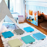 6 Pieces 15 Inches Square Toddler Floor Cushions Flexible Soft Foam Seating with Handles