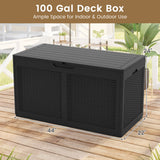 100 Gallon Resin Deck Box Outdoor Waterproof Storage Bench