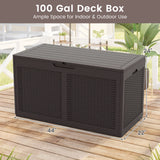 100 Gallon Resin Deck Box Outdoor Waterproof Storage Bench