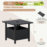 Outdoor Side Table with 1.89" Umbrella Hole Patio Umbrella Table Base Stand-Black