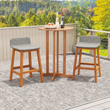 Solid Acacia Wood Bar Stools Set of 2 with Backrests and Footrests for Porch