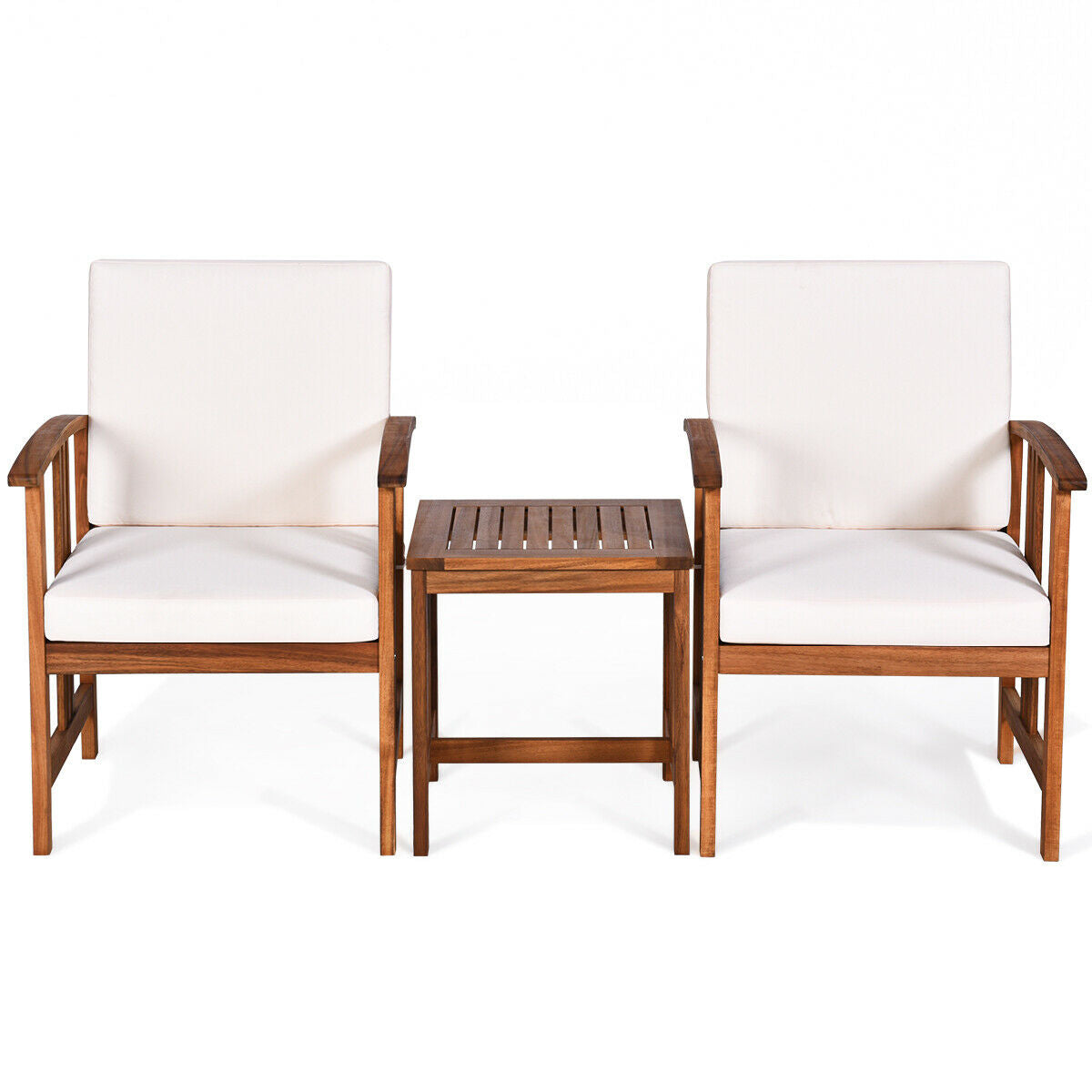 3PC Solid Wood Outdoor Patio Sofa Furniture Set