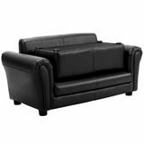 Black/White Kids Double Sofa with Ottoman