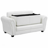 Black/White Kids Double Sofa with Ottoman