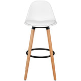 2 Pieces Mid Century Barstool 28.5 Inches Dining Pub Chair-White