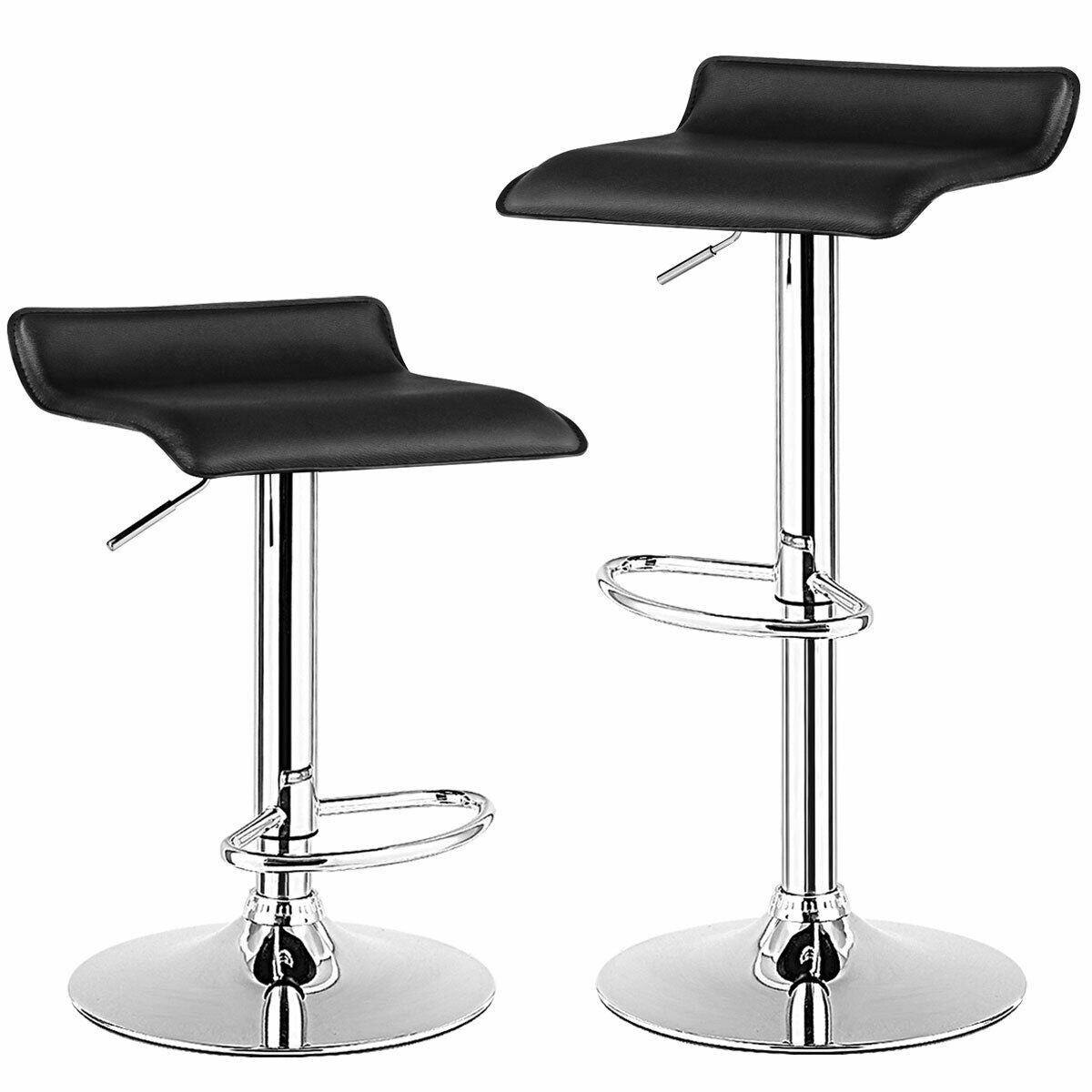 Set of 2 Adjustable PU Leather Backless Bar Stools