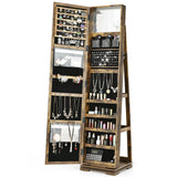360Â° Rotatable 2-in-1 Lockable Jewelry Cabinet with Full-Length Mirror