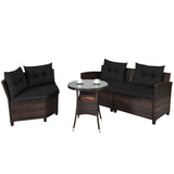 4 Pieces Furniture Patio Set Outdoor Wicker Sofa Set