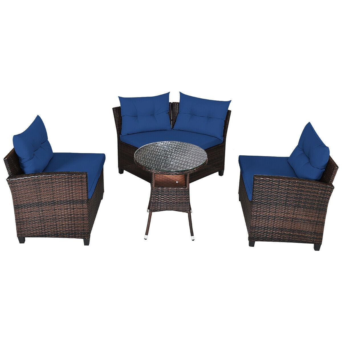 4 Pieces Furniture Patio Set Outdoor Wicker Sofa Set