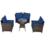 4 Pieces Furniture Patio Set Outdoor Wicker Sofa Set