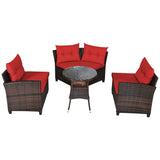 4 Pieces Furniture Patio Set Outdoor Wicker Sofa Set