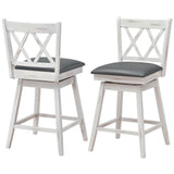 2 Pieces 24 Inch Swivel Counter Height Barstool Set with Rubber Wood Legs