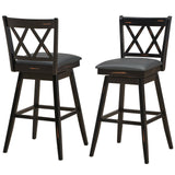 2 Pieces 29 Inches Swivel Counter Height Barstool Set with Rubber Wood Legs