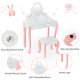 Kids Vanity Princess Makeup Dressing Table Stool Set with Mirror and Drawer