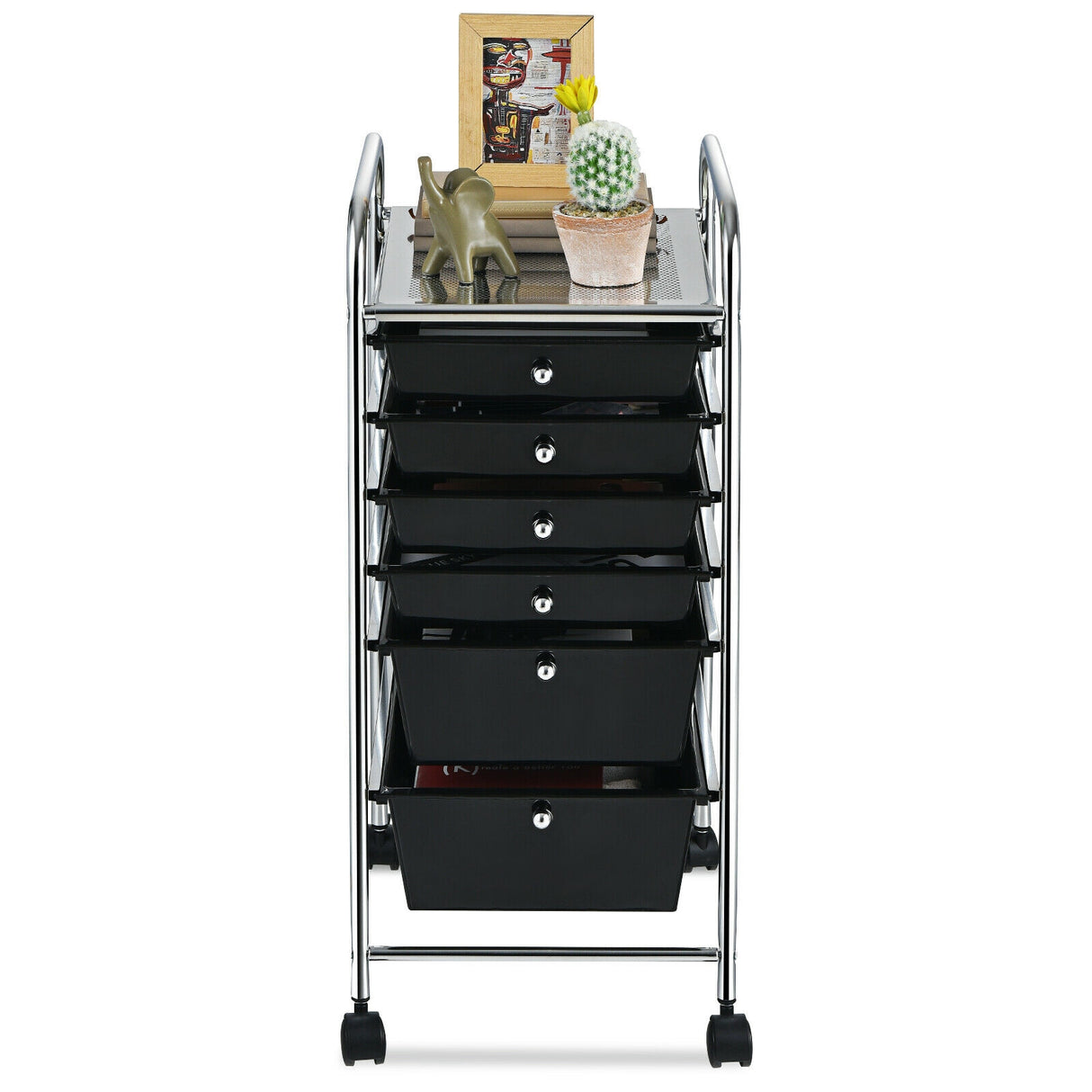 6 Drawers Rolling Storage Cart Organizer-Transparent