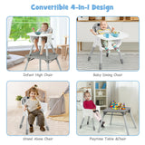 4-in-1 Baby Convertible Toddler Table Chair Set with PU Cushion