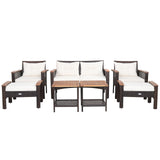 7 Pieces Patio Rattan Cushioned Conversation Furniture Set