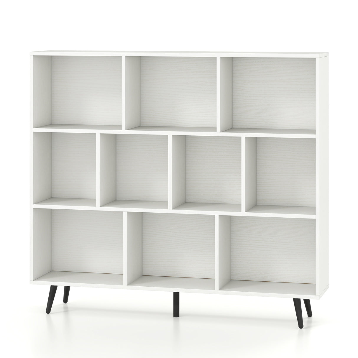 8-Cube Bookcase with 5 Tapered Metal Legs