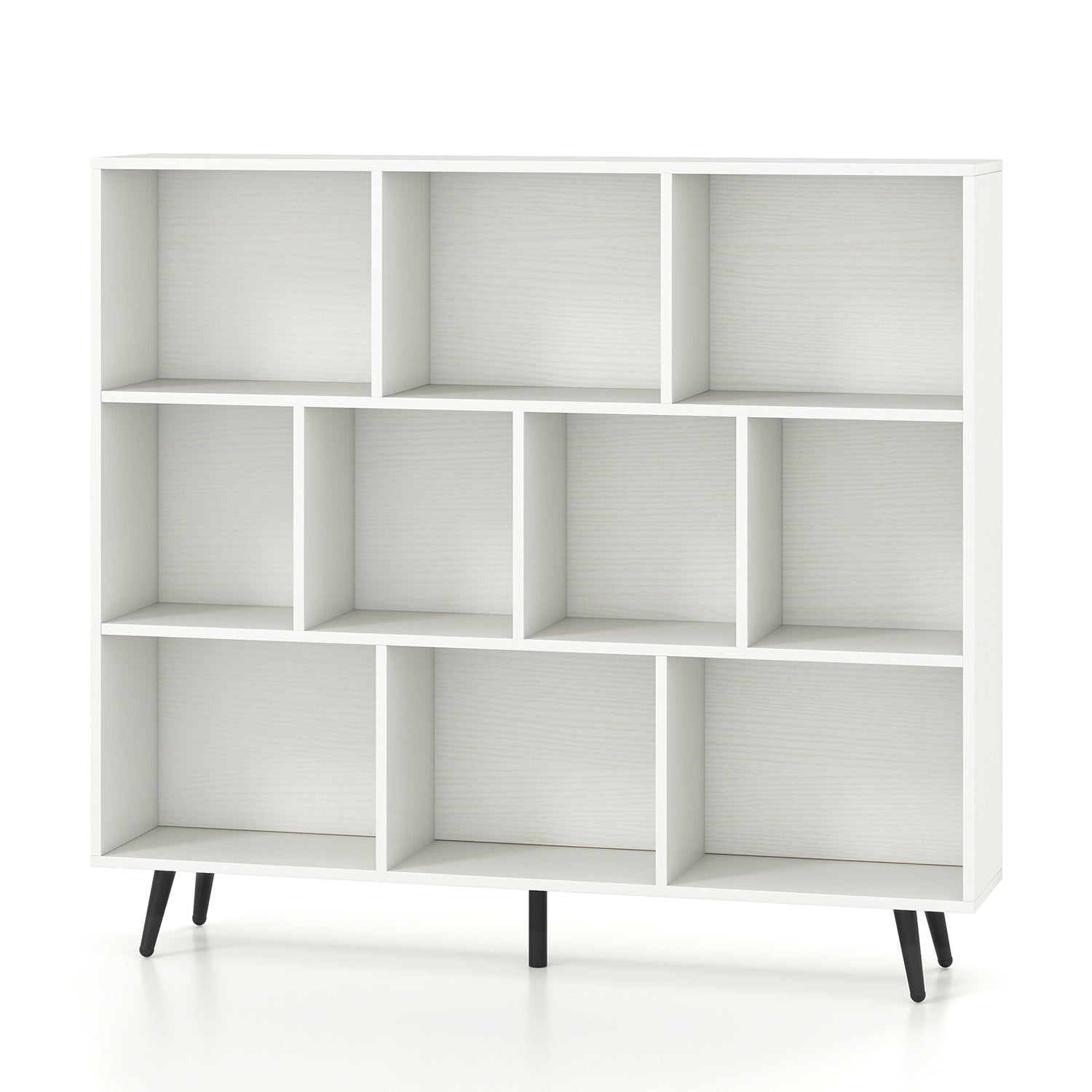 8-Cube Bookcase with 5 Tapered Metal Legs