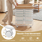 10-Drawer Rolling Cart with Wooden Tabletop and Lockable Wheels for Office