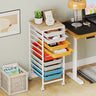 10-Drawer Rolling Storage Cart Mobile Utility Organizer with Wooden Tabletop and Lockable Wheels