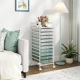 10 Drawer Rolling Storage Cart Organizer with 4 Universal Casters