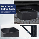 10 Piece Outdoor Wicker Conversation Set with Seat and Back Cushions