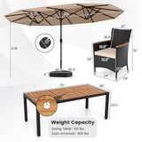 10 Piece Outdoor Dining Set with 15 Feet Double-Sided Twin Umbrella