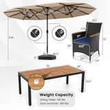 10 Piece Outdoor Patio Dining Set with 15 Feet Double-Sided Twin Umbrella
