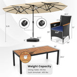 10 Piece Outdoor Patio Dining Set with 15 Feet Double-Sided Twin Umbrella