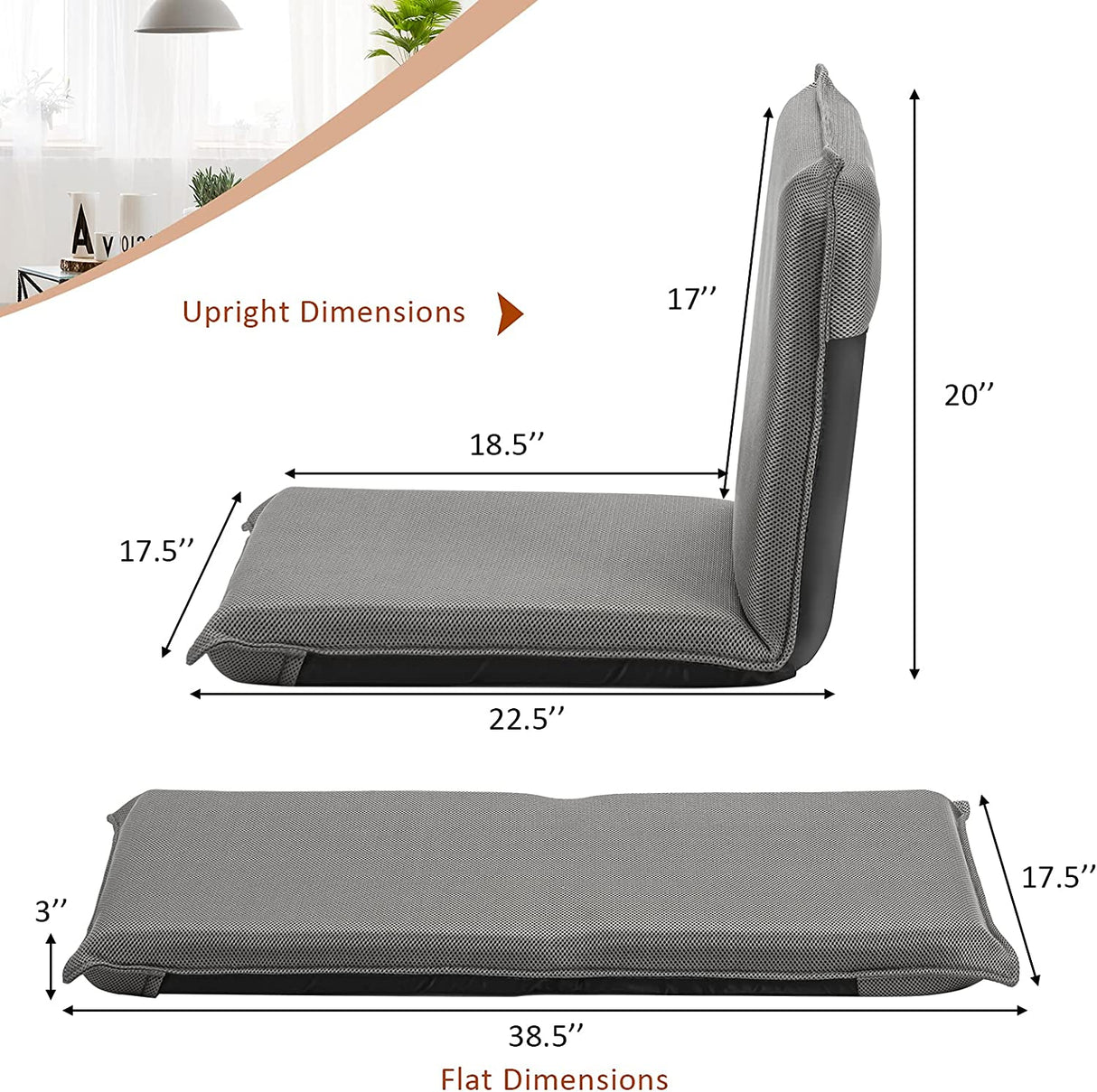 Adjustable 6 Positions Folding Lazy Man Sofa Chair Floor Chair