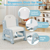 Height Adjustable Kids Table and Chair Set with Tiltable Whiteboard and Concave Shelf