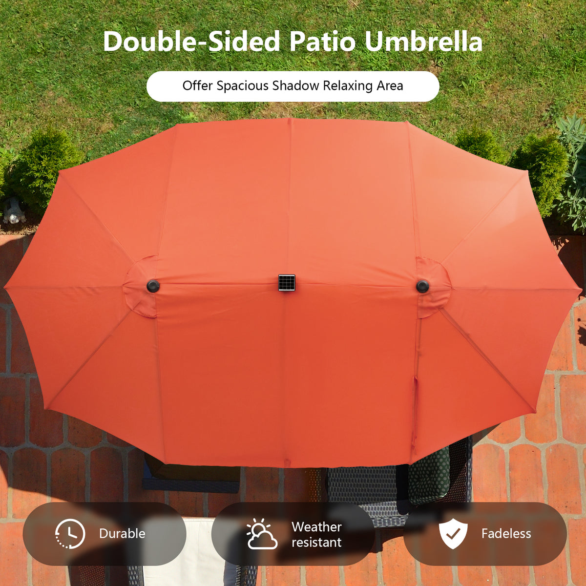 11 Pieces Patio Dining Set with LED Patio Umbrella with Base and Seat Cushions (Navy)