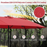 11 Pieces Patio Dining Set with LED Patio Umbrella with Base and Seat Cushions (Navy)