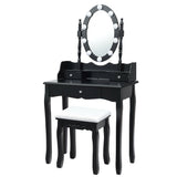 Oval Mirror Vanity Set  with 10 LED Dimmable Bulbs and 3 Drawers