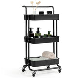 3-Tier Utility Cart Storage Rolling Cart with Casters