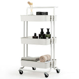 3-Tier Utility Cart Storage Rolling Cart with Casters