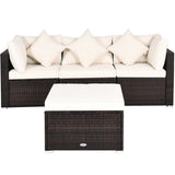 4 Pcs Ottoman Garden Deck Patio Rattan Wicker Furniture Set Cushioned Sofa
