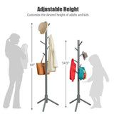 2 Heights Wooden Coat Rack with 8 Hooks