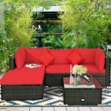 5 Pieces Outdoor Patio Rattan Furniture Set With Cushions