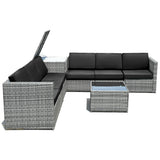 8 Piece Wicker Sofa Rattan Dinning Set Patio Furniture with Storage Table