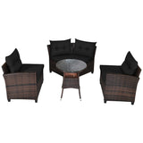 4 Pieces Furniture Patio Set Outdoor Wicker Sofa Set