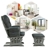 Baby Nursery Relax Rocker Rocking Chair Glider and Ottoman Set-Gray