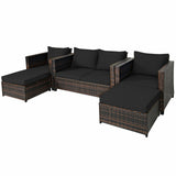 5 Pieces Patio Cushioned Rattan Furniture Set