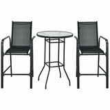 3 Pieces Outdoor Patio Bar Table Stool Set