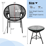 3PCS Patio Acapulco Furniture Bistro Set with GlassTable