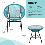 3PCS Patio Acapulco Furniture Bistro Set with GlassTable